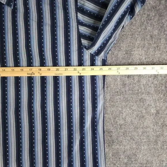 Luchiano Visconti Shirt XL Long Sleeve Button Up Blue Striped Flip Cuff Casual - Picture 7 of 11